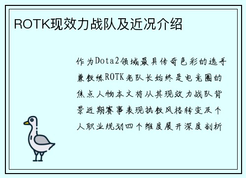 ROTK现效力战队及近况介绍